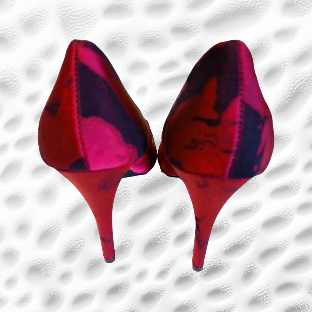 Le Château Women's Stiletto Heel Satin Pumps Red - Picture 11 of 16